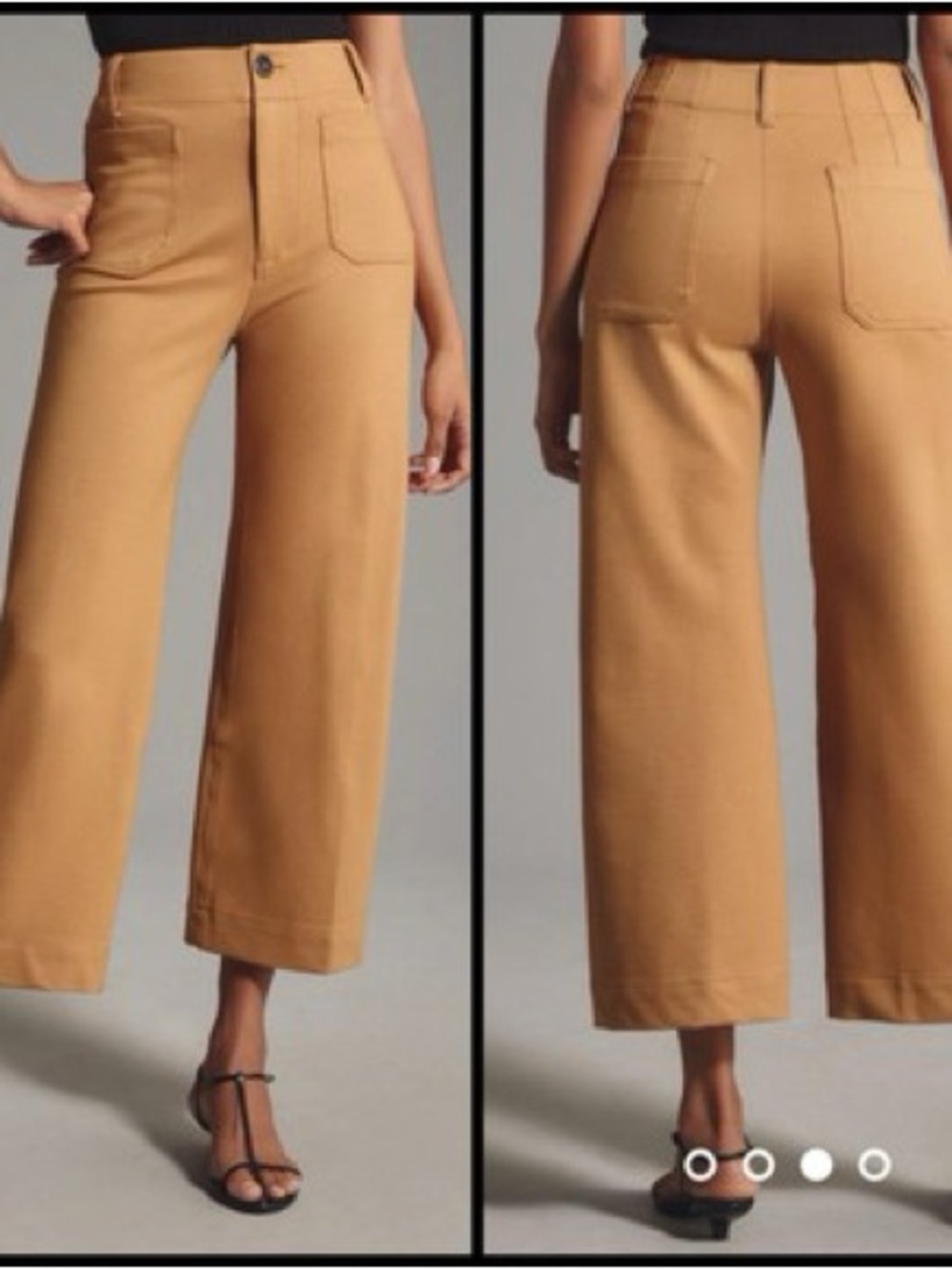 Anthropologie Colette Cropped Wide-Leg Pants Maeve: Ponte Edition Khaki